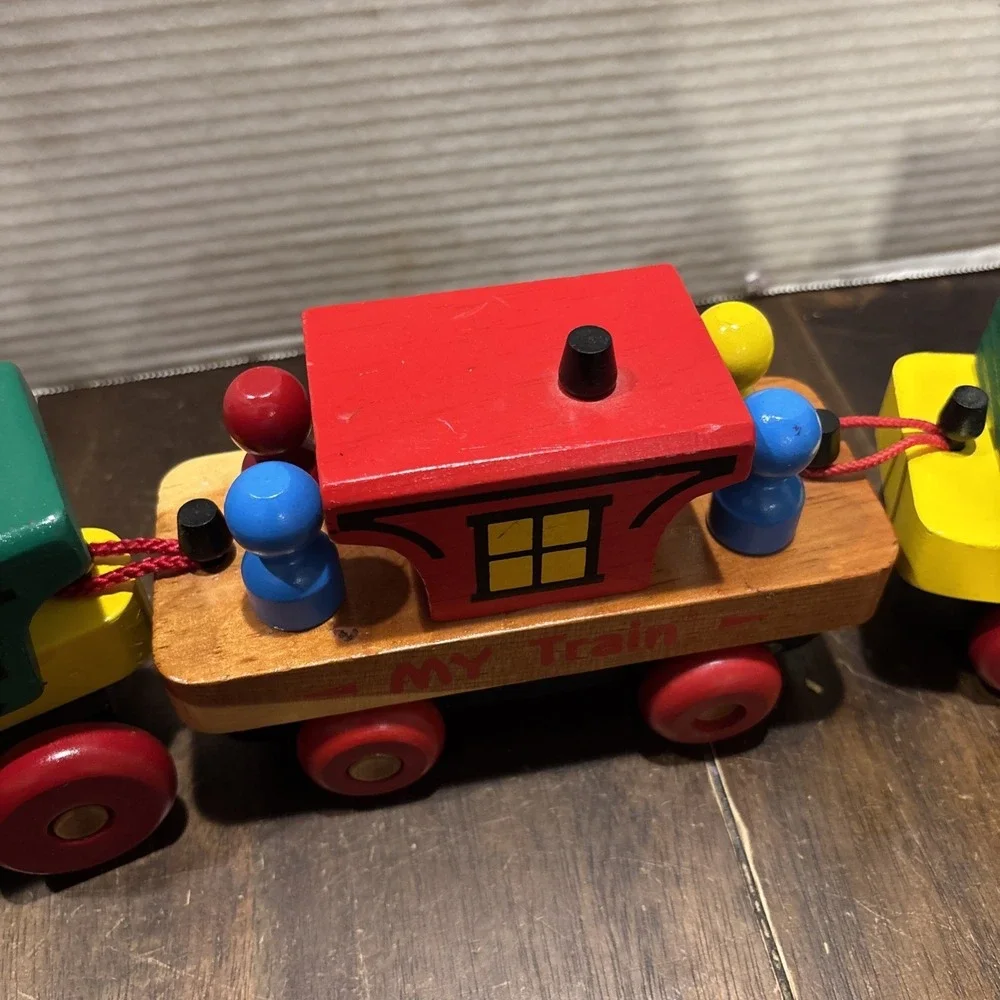 VTG‎ 90s Montgomery Schoolhouse Inc My Train Wooden Train Set USA Made